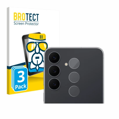 Parte frontal de un envase de producto con el logotipo de la marca BROTECT. Al lado se muestra el dispositivo Samsung Galaxy S