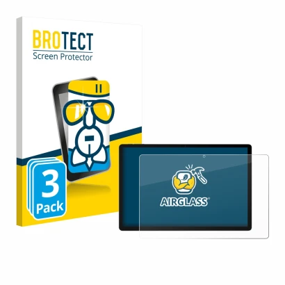 Parte frontal de un envase de producto con el logotipo de la marca BROTECT. Al lado se muestra el dispositivo Doogee U13 con s