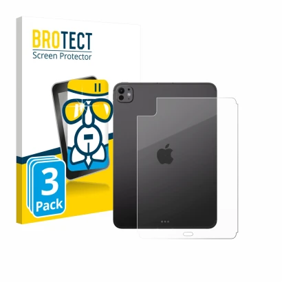 Parte frontal de un envase de producto con el logotipo de la marca BROTECT. Al lado se muestra el dispositivo Apple iPad Pro 1