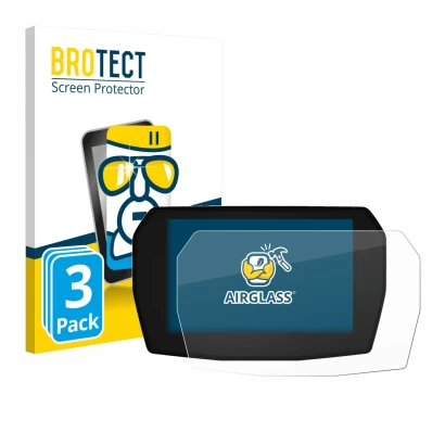 Parte frontal de un envase de producto con el logotipo de la marca BROTECT. Al lado se muestra el dispositivo Ducati Panigale 