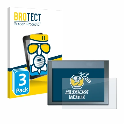 Parte frontal de un envase de producto con el logotipo de la marca BROTECT. Al lado se muestra el dispositivo Siemens Simatic