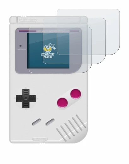 Imagen del dispositivo Nintendo Gameboy (1989) con una amplia variedad de protectores de pantalla.
