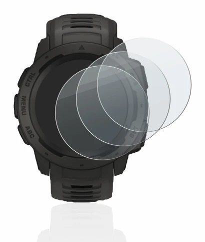 Imagen del dispositivo Garmin Instinct con una amplia variedad de protectores de pantalla.