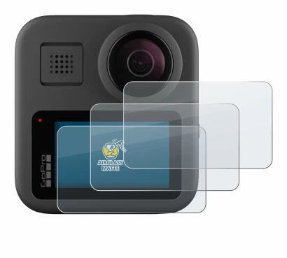 Imagen del dispositivo GoPro Max con una amplia variedad de protectores de pantalla.
