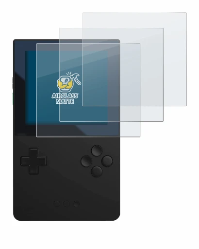 Imagen del dispositivo Analogue Pocket con una amplia variedad de protectores de pantalla.
