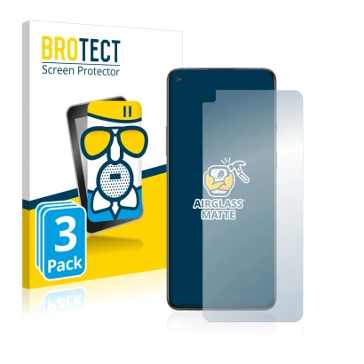 Parte frontal de un envase de producto con el logotipo de la marca BROTECT. Al lado se muestra el dispositivo OnePlus 8T con s