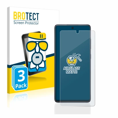 Parte frontal de un envase de producto con el logotipo de la marca BROTECT. Al lado se muestra el dispositivo Samsung Galaxy S