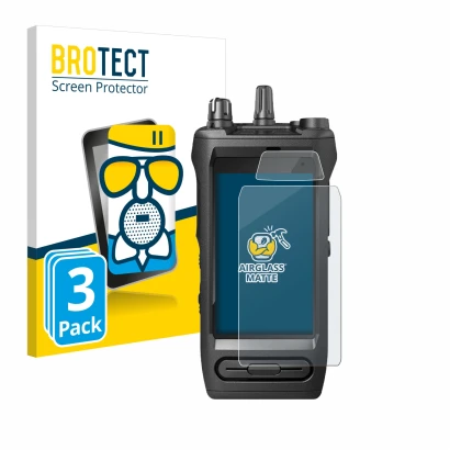 Parte frontal de un envase de producto con el logotipo de la marca BROTECT. Al lado se muestra el dispositivo Motorola Mototrb