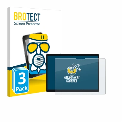 Parte frontal de un envase de producto con el logotipo de la marca BROTECT. Al lado se muestra el dispositivo Dell Latitude 73