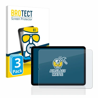 Parte frontal de un envase de producto con el logotipo de la marca BROTECT. Al lado se muestra el dispositivo Apple iPad Air 5