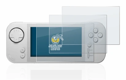 Imagen del dispositivo Evercade EXP con una amplia variedad de protectores de pantalla.