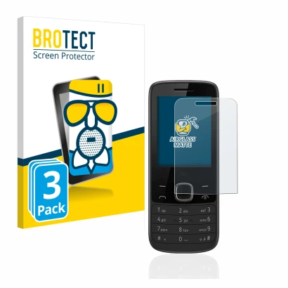 Parte frontal de un envase de producto con el logotipo de la marca BROTECT. Al lado se muestra el dispositivo Nokia 225 4G con