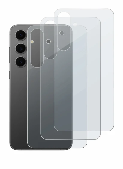 Imagen del dispositivo Samsung Galaxy S24 FE (Trasero) con una amplia variedad de protectores de pantalla.