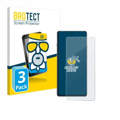 Parte frontal de un envase de producto con el logotipo de la marca BROTECT. Al lado se muestra el dispositivo OnePlus 13R con 