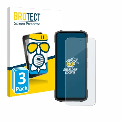 Parte frontal de un envase de producto con el logotipo de la marca BROTECT. Al lado se muestra el dispositivo Doogee Blade 10