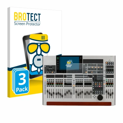 Parte frontal de un envase de producto con el logotipo de la marca BROTECT. Al lado se muestra el dispositivo Behringer Wing (