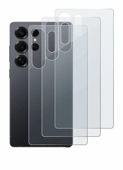 Imagen del dispositivo Samsung Galaxy S25 Ultra (Trasero) con una amplia variedad de protectores de pantalla.