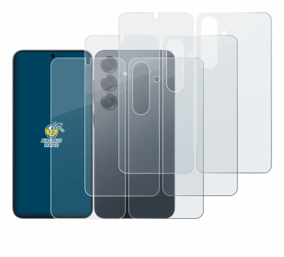 Imagen del dispositivo Samsung Galaxy S25 (Frontal+Trasero) con una amplia variedad de protectores de pantalla.