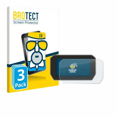 Parte frontal de un envase de producto con el logotipo de la marca BROTECT. Al lado se muestra el dispositivo Ducati V4 Rally 