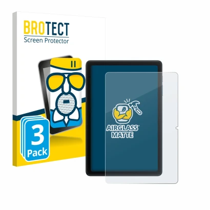 Parte frontal de un envase de producto con el logotipo de la marca BROTECT. Al lado se muestra el dispositivo Blackview Tab 20