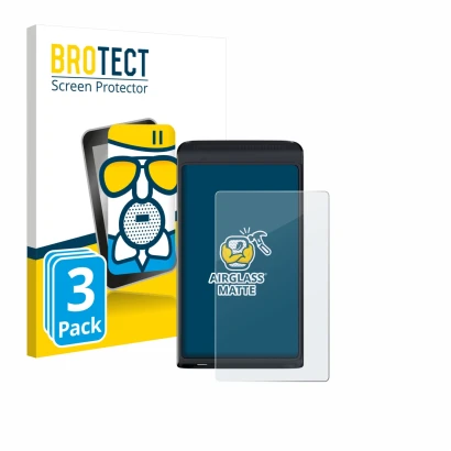 Parte frontal de un envase de producto con el logotipo de la marca BROTECT. Al lado se muestra el dispositivo Vasco Translator