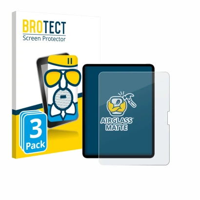 Parte frontal de un envase de producto con el logotipo de la marca BROTECT. Al lado se muestra el dispositivo Apple iPad Pro 1