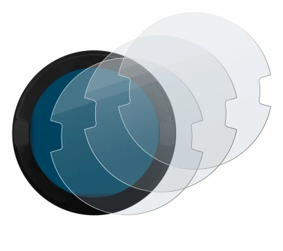 Imagen del dispositivo OOONO P-DISC NO2 con una amplia variedad de protectores de pantalla.