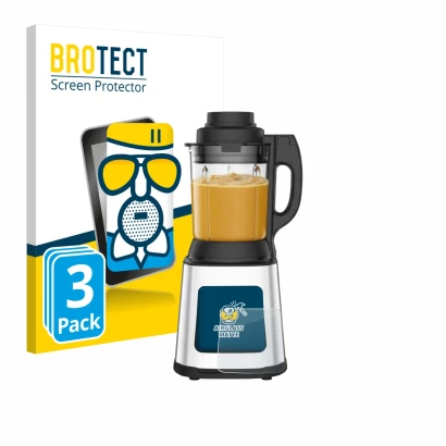 Parte frontal de un envase de producto con el logotipo de la marca BROTECT. Al lado se muestra el dispositivo Moulinex LM83SD1