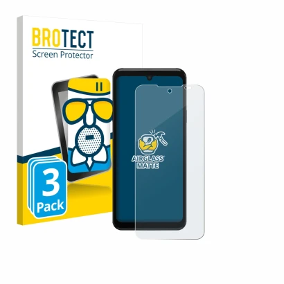 Parte frontal de un envase de producto con el logotipo de la marca BROTECT. Al lado se muestra el dispositivo Sunmi M3 con su 