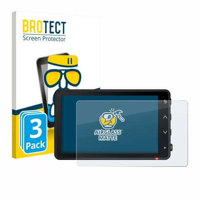 Parte frontal de un envase de producto con el logotipo de la marca BROTECT. Al lado se muestra el dispositivo Garmin Catalyst 