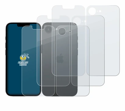 Imagen del dispositivo Apple iPhone 17e (Frontal+Trasero) con una amplia variedad de protectores de pantalla.