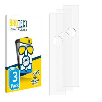 Parte frontal de un envase de producto con el logotipo de la marca BROTECT. Al lado está el protector de pantalla correspondie