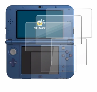 Imagen del dispositivo Nintendo New 3DS XL con una amplia variedad de protectores de pantalla.