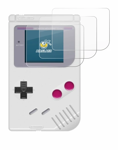 Imagen del dispositivo Nintendo Gameboy (1989) con una amplia variedad de protectores de pantalla.