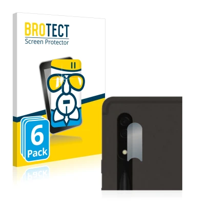 Parte frontal de un envase de producto con el logotipo de la marca BROTECT. Al lado se muestra el dispositivo Samsung Galaxy T