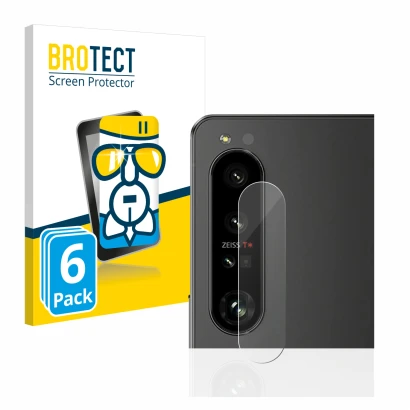 Parte frontal de un envase de producto con el logotipo de la marca BROTECT. Al lado se muestra el dispositivo Sony Xperia 1 IV