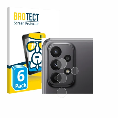 Parte frontal de un envase de producto con el logotipo de la marca BROTECT. Al lado se muestra el dispositivo Samsung Galaxy A