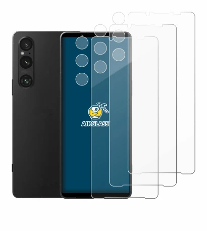 Imagen del dispositivo Sony Xperia 1 V (Frontal+Cámara) con una amplia variedad de protectores de pantalla.