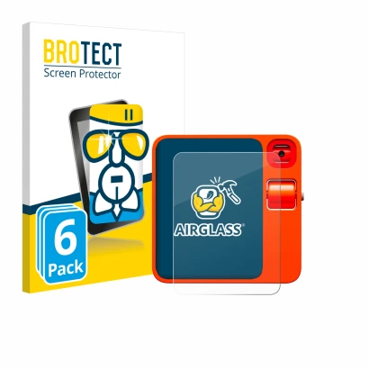 Parte frontal de un envase de producto con el logotipo de la marca BROTECT. Al lado se muestra el dispositivo rabbit r1 con su