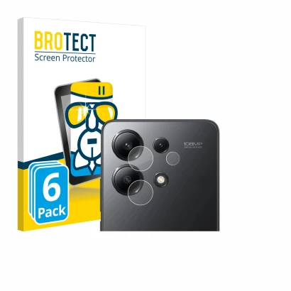 Parte frontal de un envase de producto con el logotipo de la marca BROTECT. Al lado se muestra el dispositivo Xiaomi Redmi Not