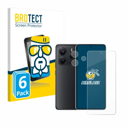 Parte frontal de un envase de producto con el logotipo de la marca BROTECT. Al lado se muestra el dispositivo Xiaomi Redmi Not