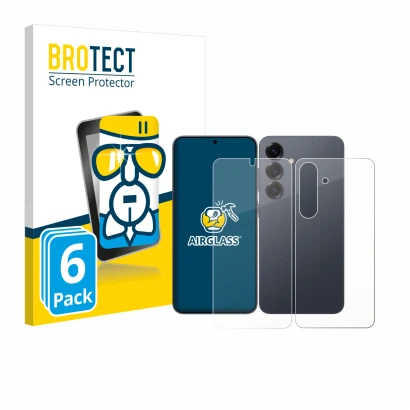 Parte frontal de un envase de producto con el logotipo de la marca BROTECT. Al lado se muestra el dispositivo Samsung Galaxy S