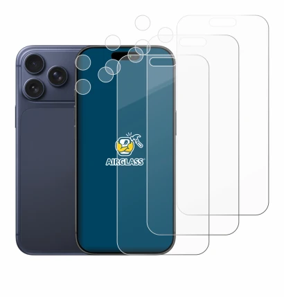 Imagen del dispositivo Apple iPhone 17 Pro Max (Frontal+Cámara) con una amplia variedad de protectores de pantalla.