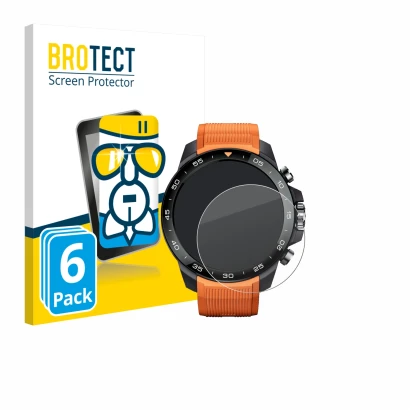 Parte frontal de un envase de producto con el logotipo de la marca BROTECT. Al lado se muestra el dispositivo Xiaomi Mibro GS