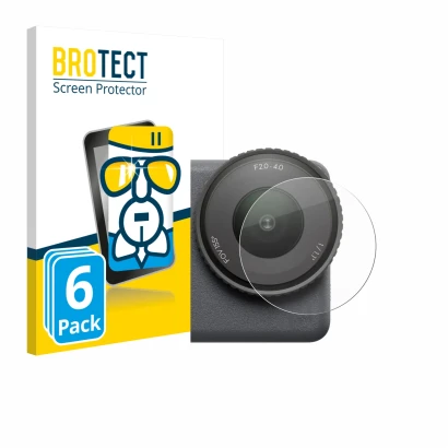 Parte frontal de un envase de producto con el logotipo de la marca BROTECT. Al lado se muestra el dispositivo DJI Osmo Action 