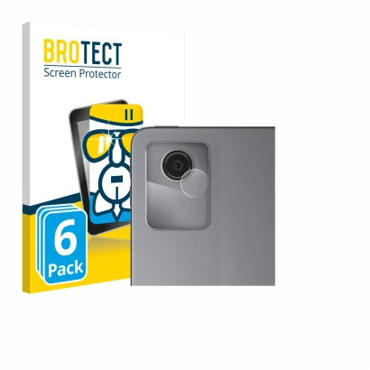 Parte frontal de un envase de producto con el logotipo de la marca BROTECT. Al lado se muestra el dispositivo Lenovo Tab M11 (