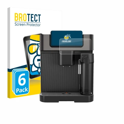 Parte frontal de un envase de producto con el logotipo de la marca BROTECT. Al lado se muestra el dispositivo Grundig KVA 7230