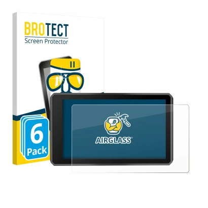 Parte frontal de un envase de producto con el logotipo de la marca BROTECT. Al lado se muestra el dispositivo Garmin zumo XT3 