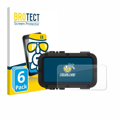 Parte frontal de un envase de producto con el logotipo de la marca BROTECT. Al lado se muestra el dispositivo Suunto Nautic co