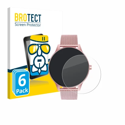 Parte frontal de un envase de producto con el logotipo de la marca BROTECT. Al lado se muestra el dispositivo TAOLOON Smartwat